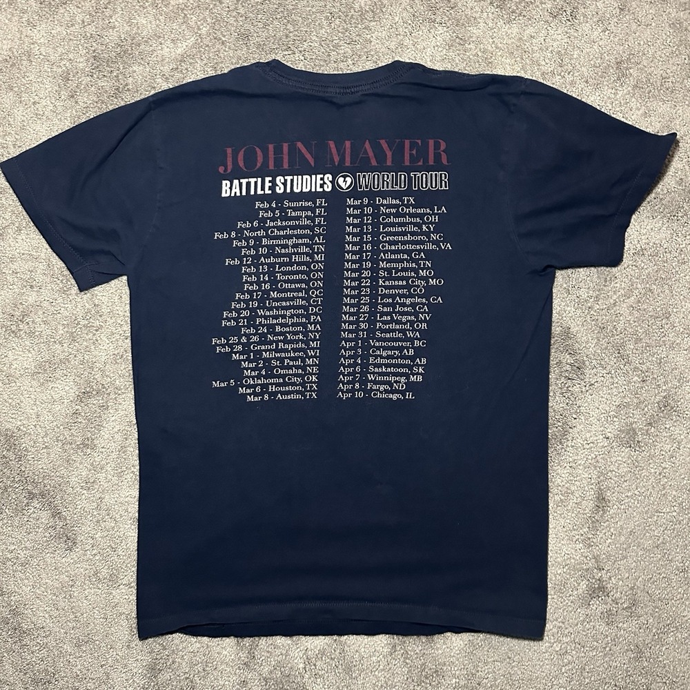 John Mayer Battle Studies World Tour Concert Black T Shirt Size Small